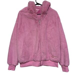 Forever 21 Plus x PANTONE Pink Faux Fur Hoodie Zip Up Jacket Size Plus